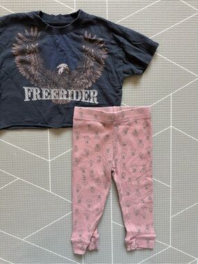 Cotton on|Baby girl/toddler set,'FREERIDER' Eagle Graphic Crop Tee & leggings•2T